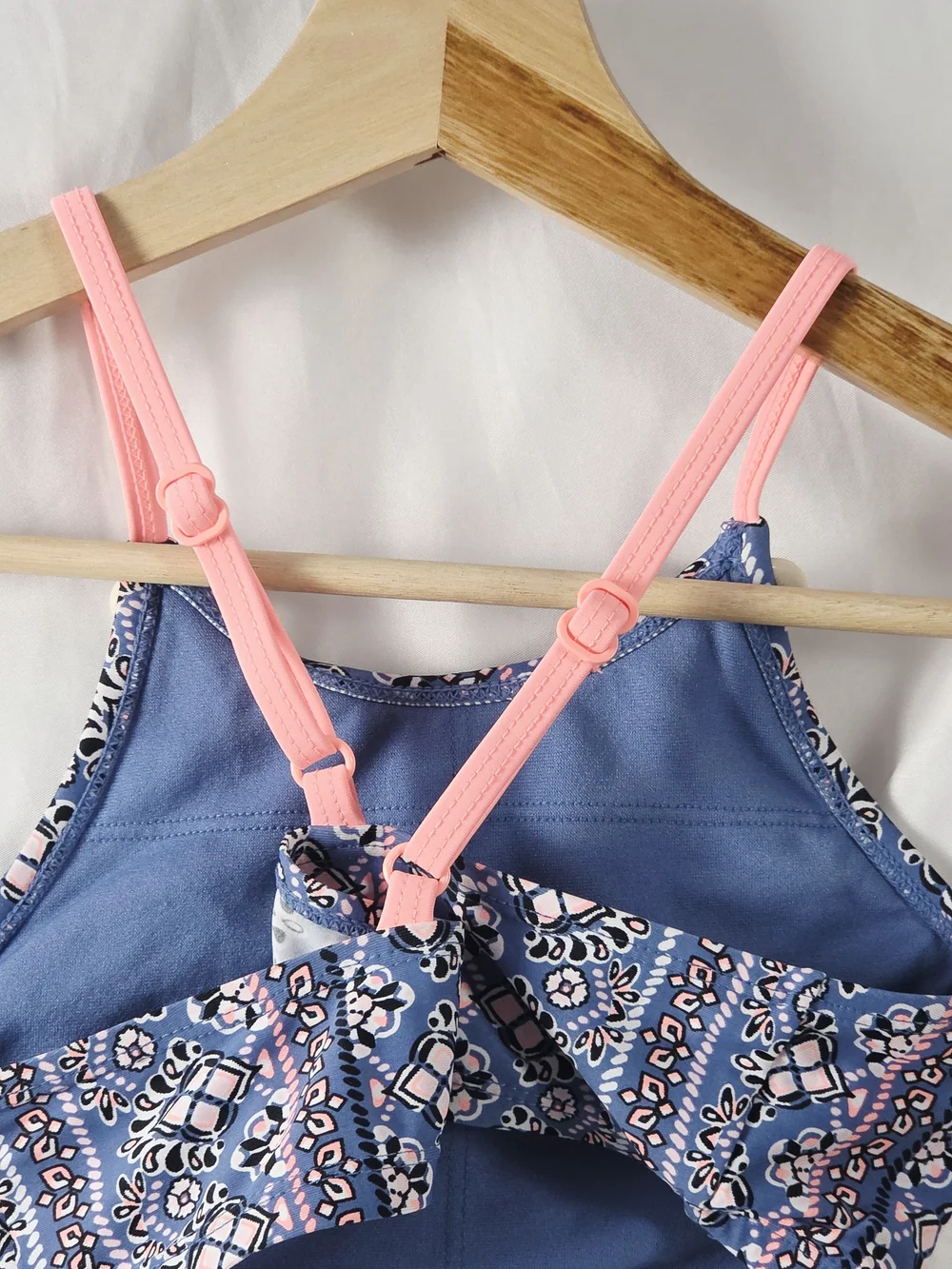 Justice Girls Blue & Pink Patterned Swimsuit Tank Top Size 10